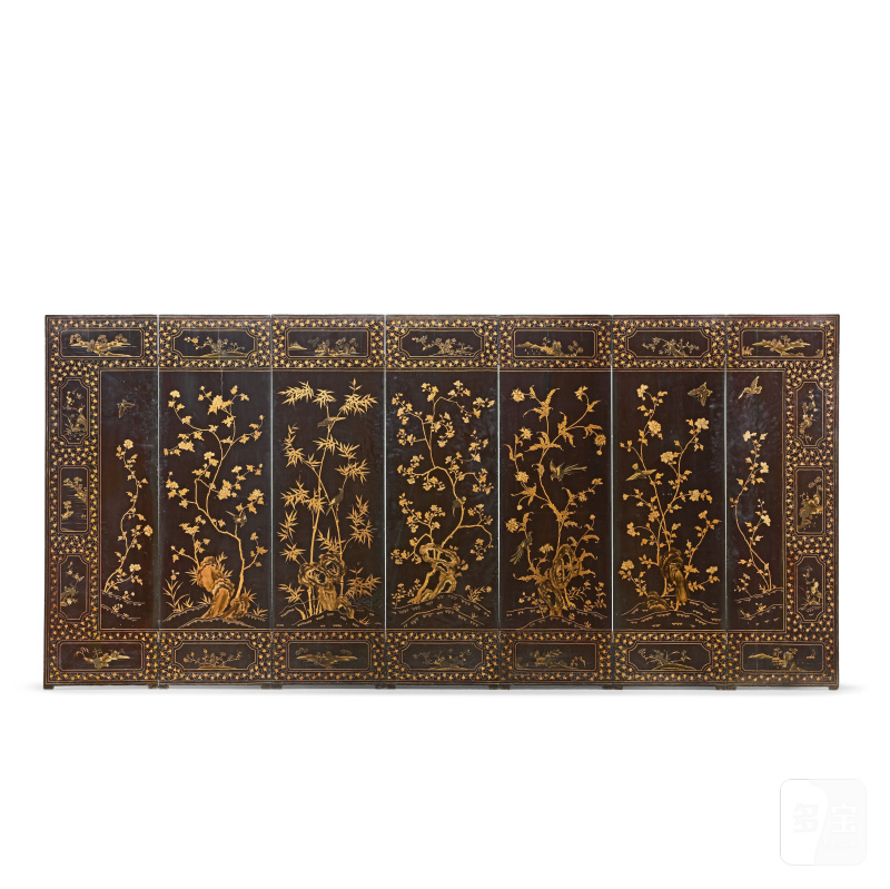 清晚期 黑漆描金勇士圖屏風七開 | A SEVEN-PANEL GILT AND BLACK LACQUER SCREEN - 图4